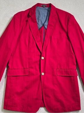 Johnston & Murphy Men's Large Red Cotton 2-Button Sport Coat Blazer EUC